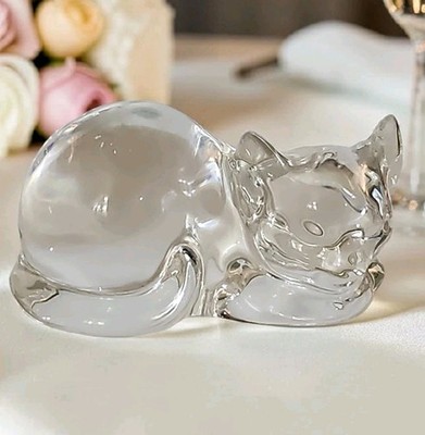 VTG Princess House Pets Kitten/Cat 24% Lead Crystal Figurine Paperweight 1.75''T 