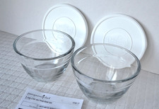 Pampered Chef GLASS - Old Style - NIB  - 2 Cup  PREP BOWLS - Set of 2 + Lids