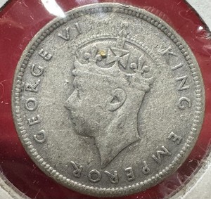 1946 Mauritius 1/4 Rupee Silver Coin King George India Silver VF