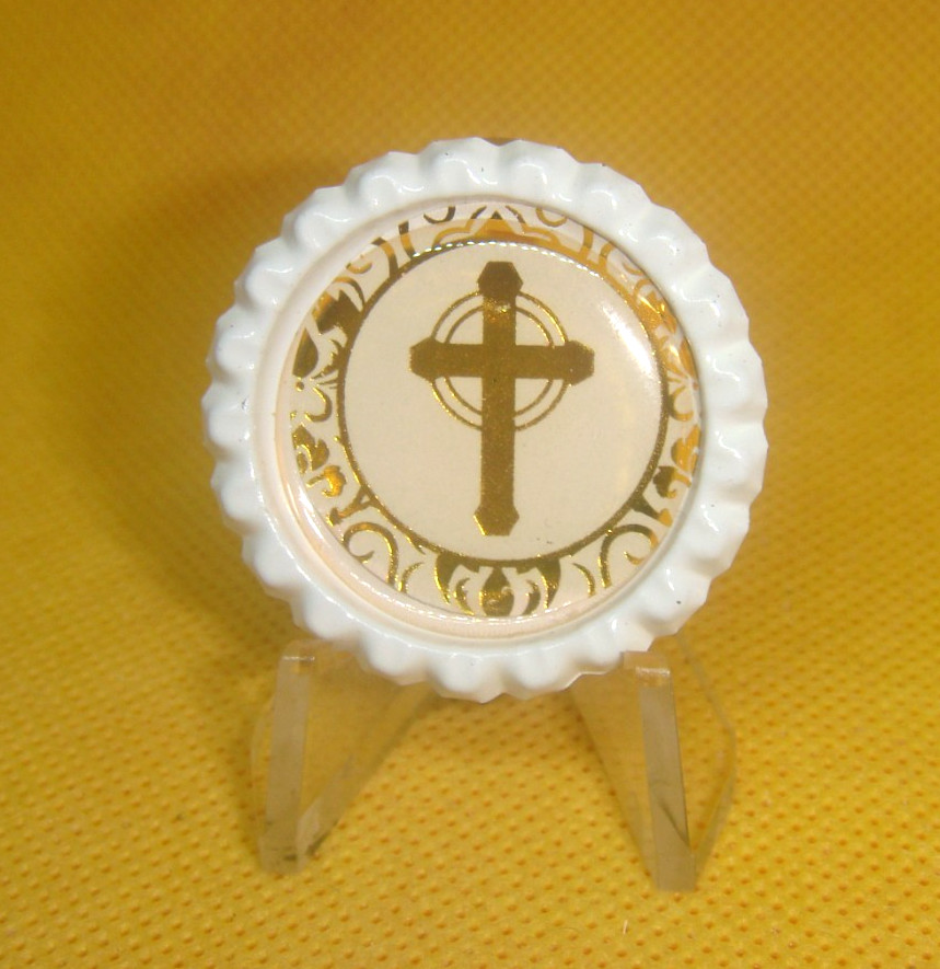 CHRISTIAN CROSS 3D Epoxy Dome Bottle Cap Golf Ball Marker Refrigerator Magnet  F