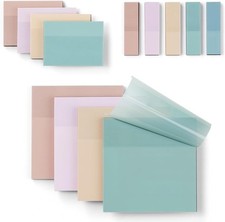 650 Sheets Transparent, 3 Sizes Clear Sticky Notes Pads, Pastel Color