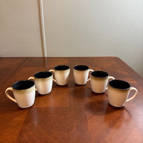 Sango Nova Black 4932 Coffee Mugs Set of 6 – Stoneware Black & Cream - Picture 5 of 9