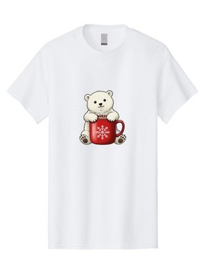 Polar-Bear-In-Mug Mens Graphic Tee, 100% Cotton, Casual Summer Wear
