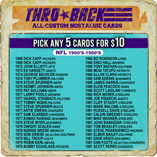 THROBACK custom Football Card U-Pick 5 for $10 NFL Lot 1960s-1990s 49ers Cowboys