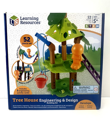LEARNING RESOURCES TREE HOUSE ENGINEERING & DESIGN BUILDING SET STEM TOY 52 PCS!