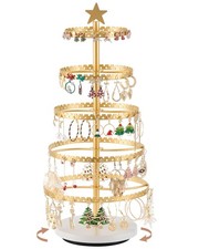 5-Tier Rotating Earring Holder Organizer, Metal Earring Display Stand Large T...