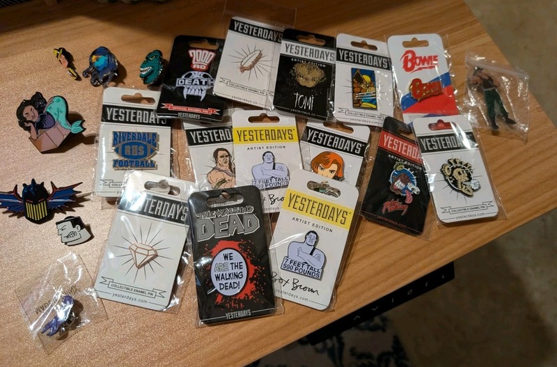 Lot of Yesterdays enamel pins including some SDCC exclusives and LE Artists