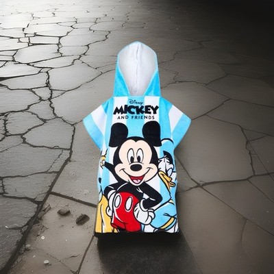 Disney Mickey Kapuzenhandtuch Badeponcho blau/weiß 60 cm x 60 cm