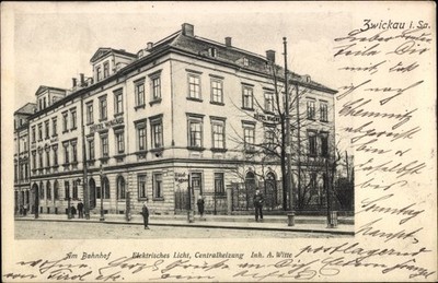 Ak Zwickau in Sachsen, Partie am Bahnhof, Hotel Wagner, Inh. A. Witte - 10850279
