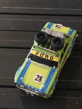 AURORA AFX FORD ESCORT RALLEY grn - blu - yel - blk 28 USED VHTF