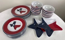 Texas Themed Dinnerware Serving for 12 Dinner & Salad Plates Bowls & Appetizers
