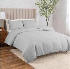 Purely Organic WelHome Duvet Set Pillow Shams Gray 3-Piece Cotton Linen Relaxed
