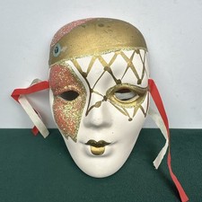 Venetian Masquerade Mask 5.5 Harlequin Glitter Decor