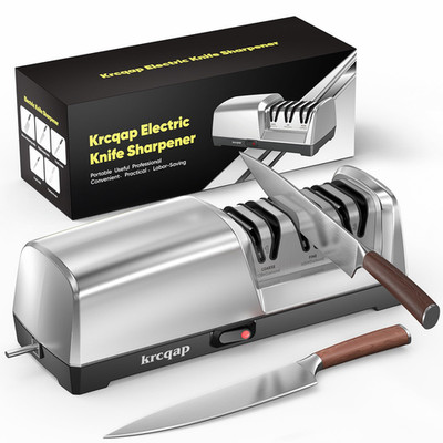 Krcqap Knife Sharpener Electric For Kitchen - 3-Stage Kitchen Knife Sharpener -