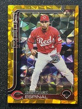 Santiago Espinal - 2025 Topps Update Series Gold Cracked Ice #5/50 - Cin Reds