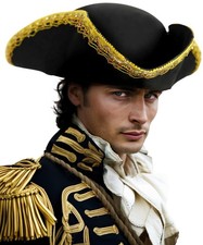 Adult Leather Tricorn Pirate Hat for Halloween Colonial Costume Accessory