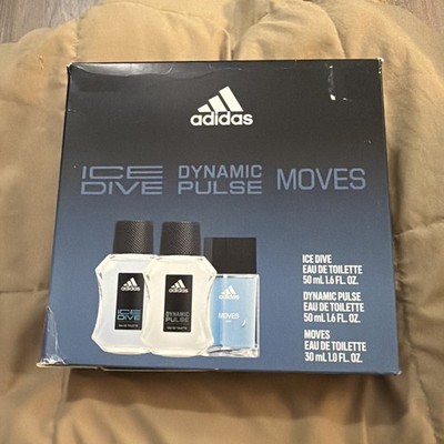 Adidas Set, Ice Dive, Dynamic Pulse, Moves Him Eau De Toilette Cologne (x)