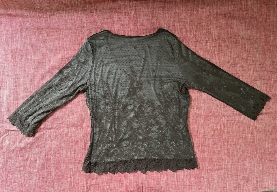 Nuevo sin etiquetas Top de encaje marrón chocolate Anthropologie Odille - sensación vintage Foto 2 de 4