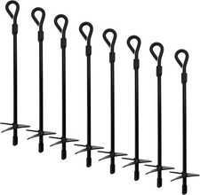 BISupply Ground Anchors, 15in - 8pk Black Shed Anchor Kit Ground Stakes