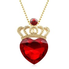 Evie Red Heart Necklace Descendant Costume Queen of Hearts Princess Halloween Je