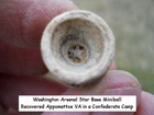 Old Rare Vintage Antique Civil War Relic Washington Aresnal Star Base Miniball