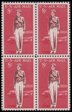 US Airmail Amelia Earhart 8c Stamp Block of 4 Scott #C68