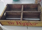 Vintage Red And Yellow Dr. Pepper Cola Crate.  For