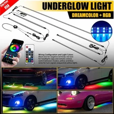 6PCS Double Row LED RGB Dream Lights Strip Neon Underglow LED Color Chasing Kit