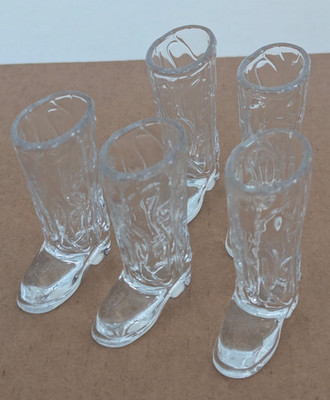 Circleware Kick Back 1.5 oz Clear Shot Glass Cowboy Boots Set of 5