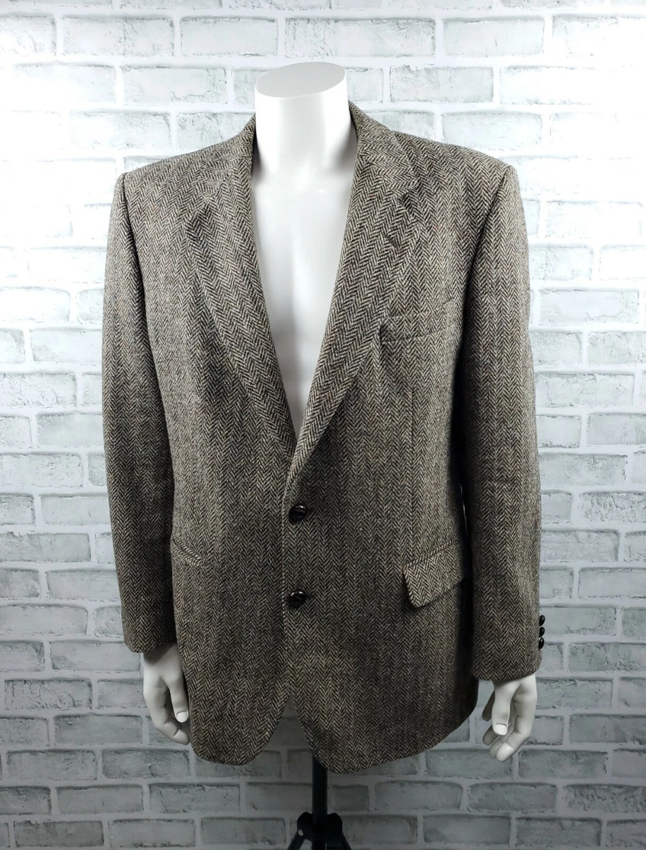 Vintage Harris Tweed St Michael Herringbone Blazer Sport Coat Two Button 42in