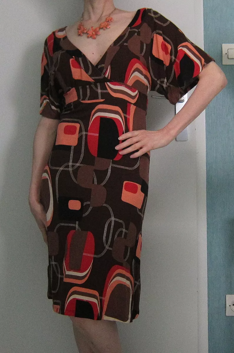 Robe vintage Promod 36 marron orange eBay