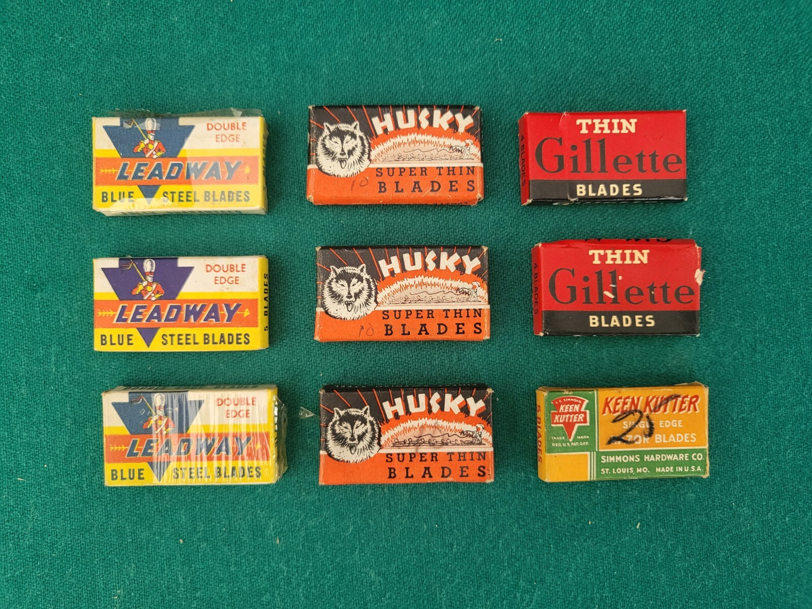 RARE Vintage Mixed Lot Of 9 Razor Blades, Husky, Leadway, Keen Kutter