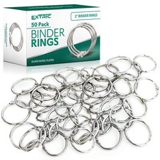 2 Inch Metal Binder Rings 50 Pack Heavy Duty for Index Cards and Flashcards