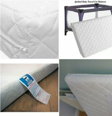 NORTHERN LUXE Travel Cot Mattress Baby Grade Foam 95 x 65 x 7.5 Waterproof Zip Cover UK Made