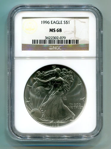 1996 AMERICAN SILVER EAGLE NGC MS68 BROWN LABEL NICE ORIGINAL COIN BOBS COINS