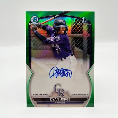 2023 Bowman Chrome Dyan Jorge Green Refractor Prospect Auto /99