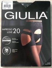 Giulia 'Impresso Love' silky tights with cutouts silicone lace belt 20 Den Black