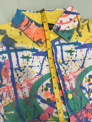 Vintage Body Glove 1988 Neon Paint Splatter Button Down Shirt Sz XL - Picture 14 of 22