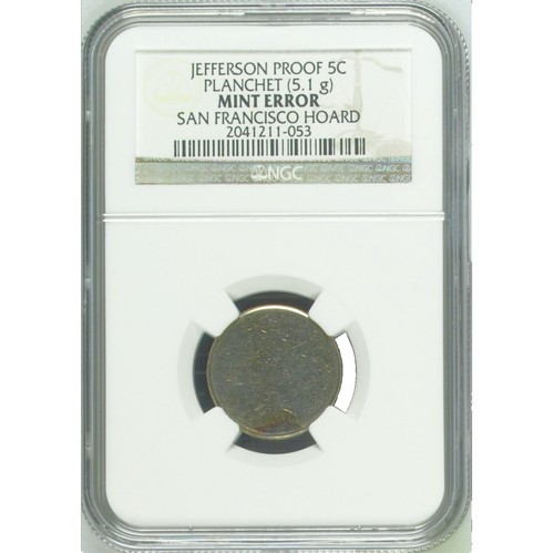1969 D NGC MS62 Struck Thru Cloth Nickel Mint Error the