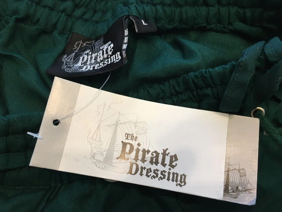 El Pirata Vestir Halloween Disfraz Pantalones Verde Oscuro Encaje Corbata Lados Para Hombres Grande Foto 2 de 4