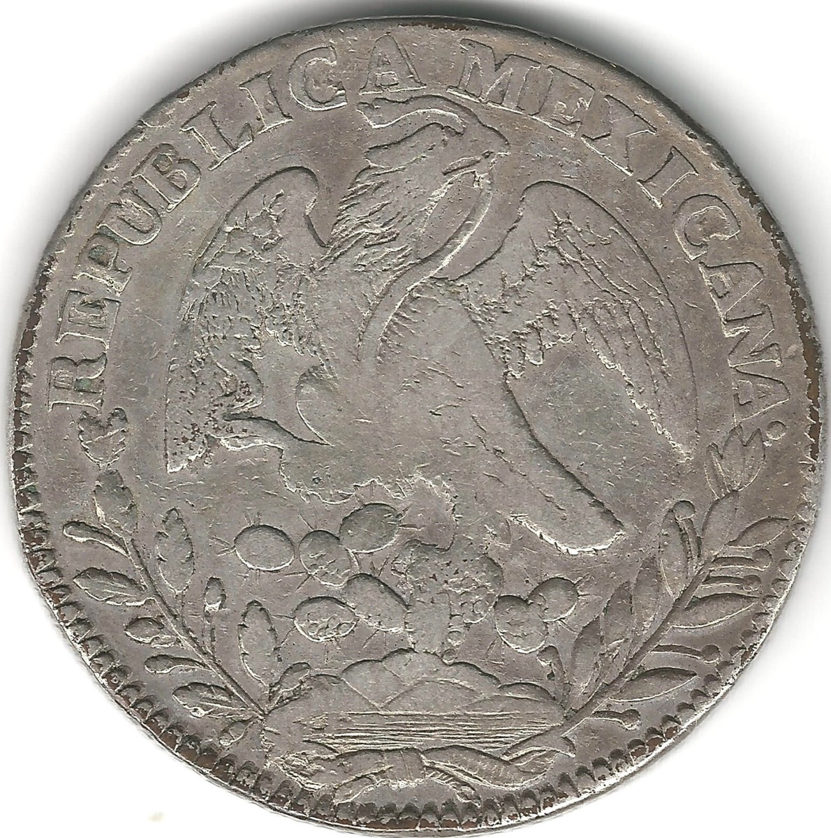 Mexican Cap and Ray Silver 8 Reales -- 1838 O.M. Zs (Zacatecus