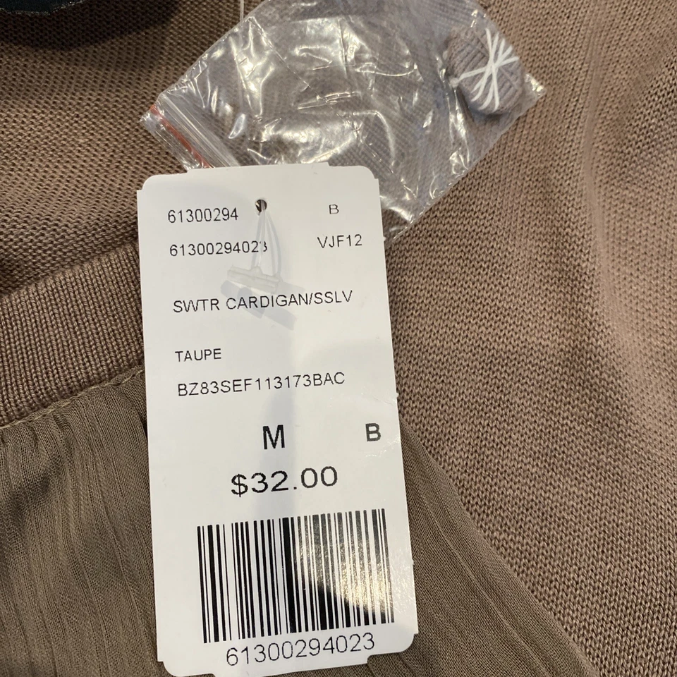 NWT Twelve By Twelve Sweater Cardigan Short Sleeve  Medium Taupe Brown  - Image 3 of 4