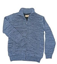 Boston Traders Youth Boys Cableknit Zip Sweater Indigo Heather