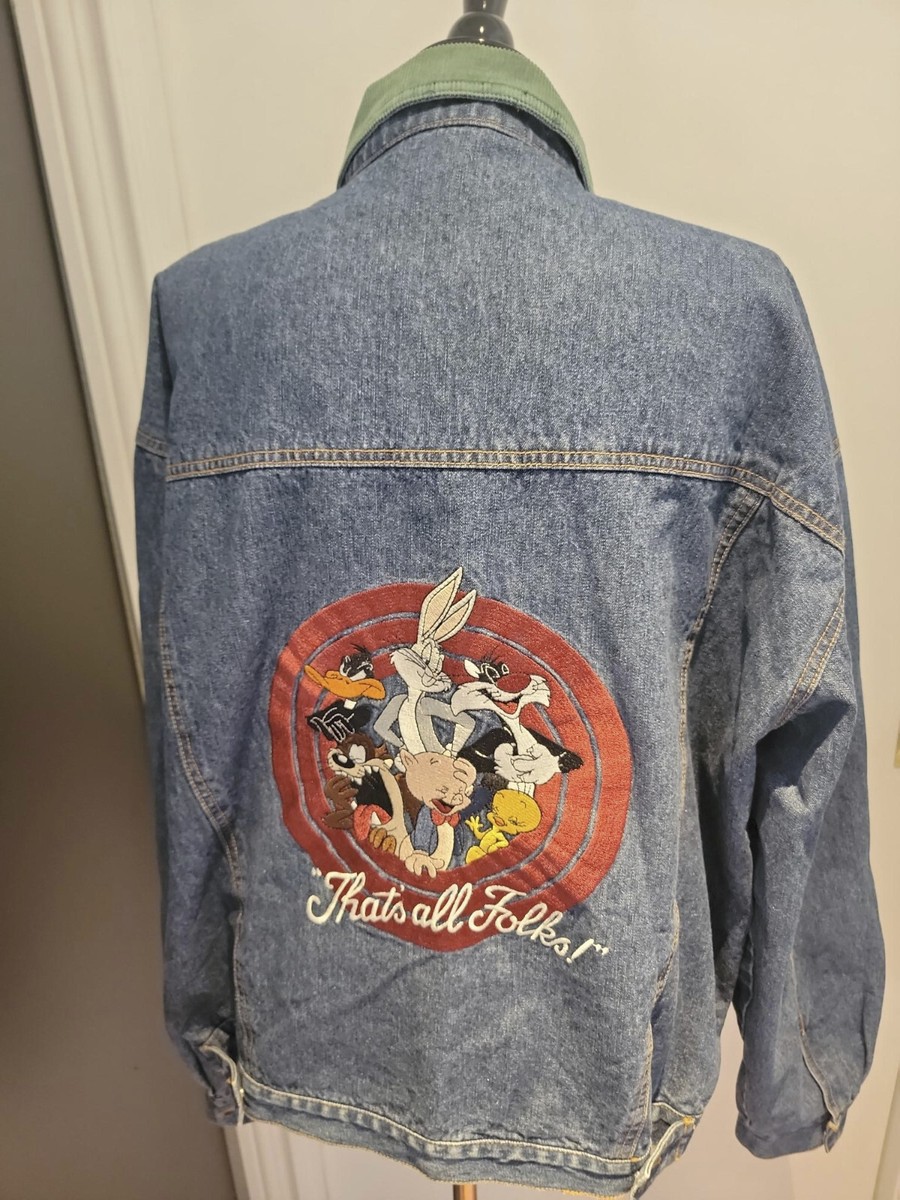 Vintage Looney Tunes Embroidered Large Denim Jacket with Bugs 