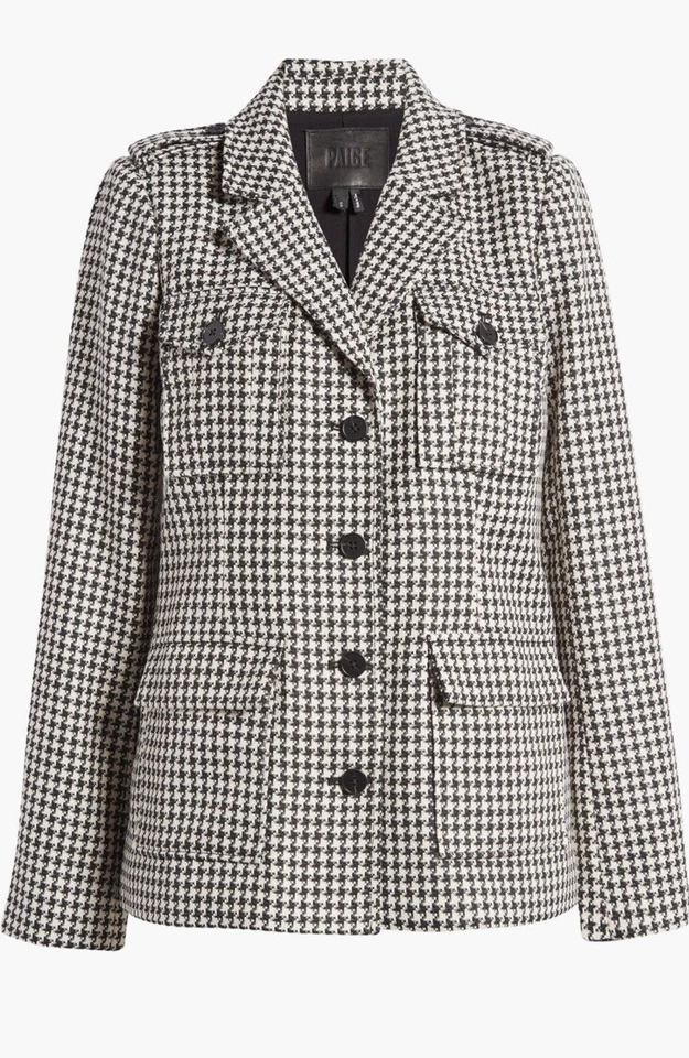 ¡NUEVO CON ETIQUETAS! Chaqueta a Cuadros Paige Skyler Pata de Gallo Solapas con Muescas Talla XS Foto 4 de 4