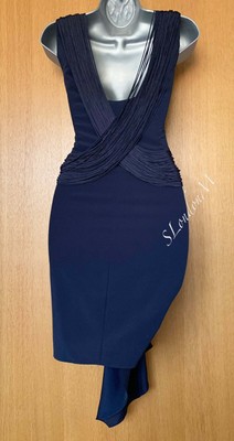Robe Cocktail Karen Millen UK12 (EU40) - Noir Drapé Avec Détail Bustier - Longueur Courte