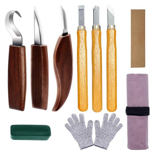 10PCS PRO Wood Carving Chisel Kit Woodworking Whittling Hook Cutter Hand Tools - Picture 1 of 9