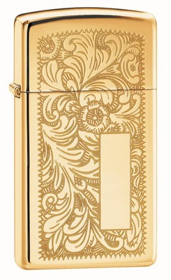 Zippo Windproof Slim Brass Venetian Lighter, 1652B, New In Box
