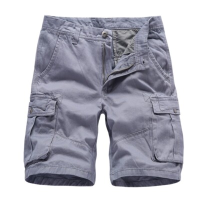 Men's Casual Chino Cargo Shorts Pants Solid Multi Pockets Workwear Trousers