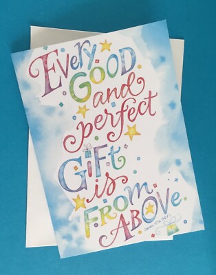 Atemberaubende religiöse Happy Birthday Karte Jedes gute und perfekte Geschenk ist von oben